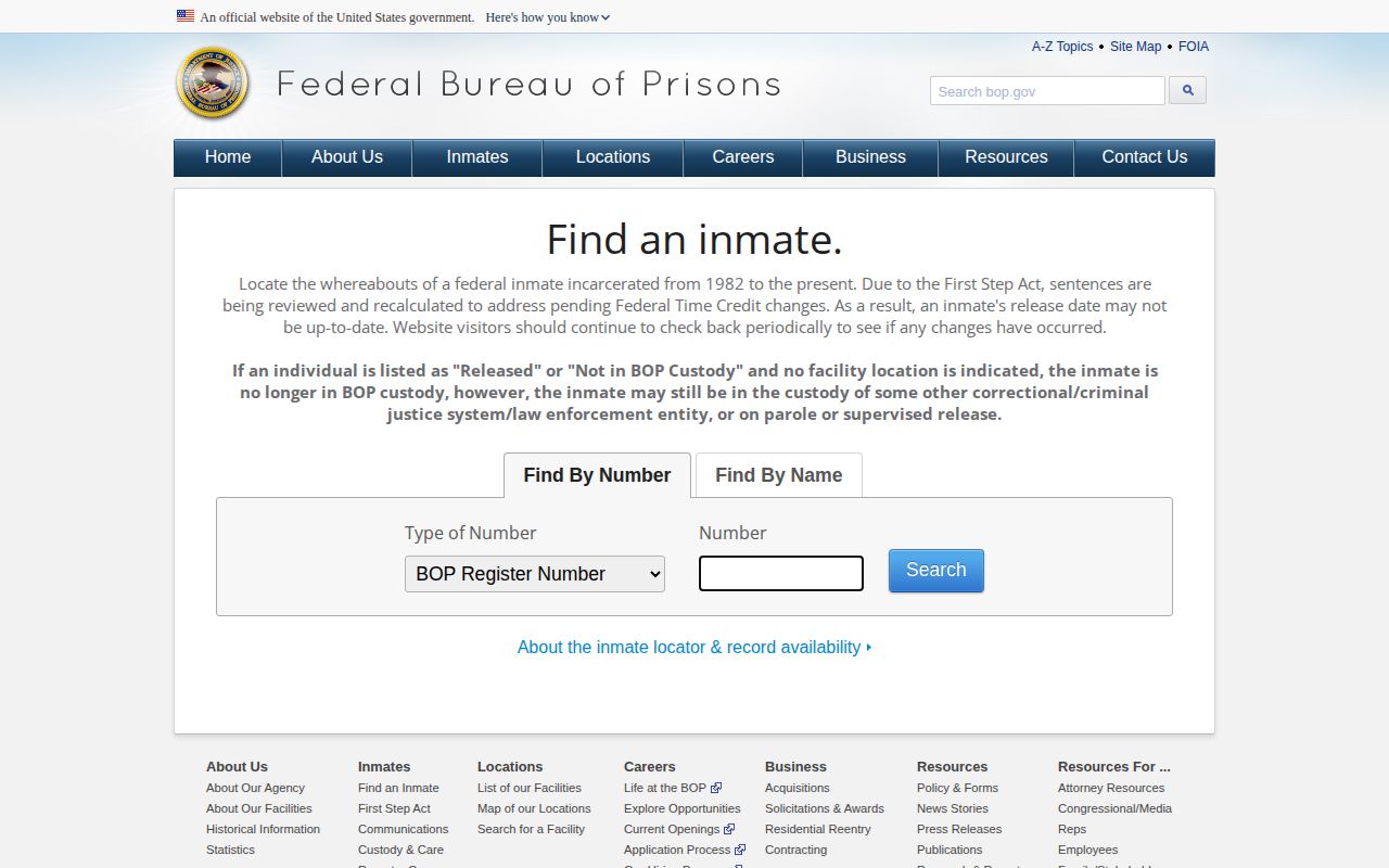Federal Bureau of Prisons release lookup for a Choctaw County connection
