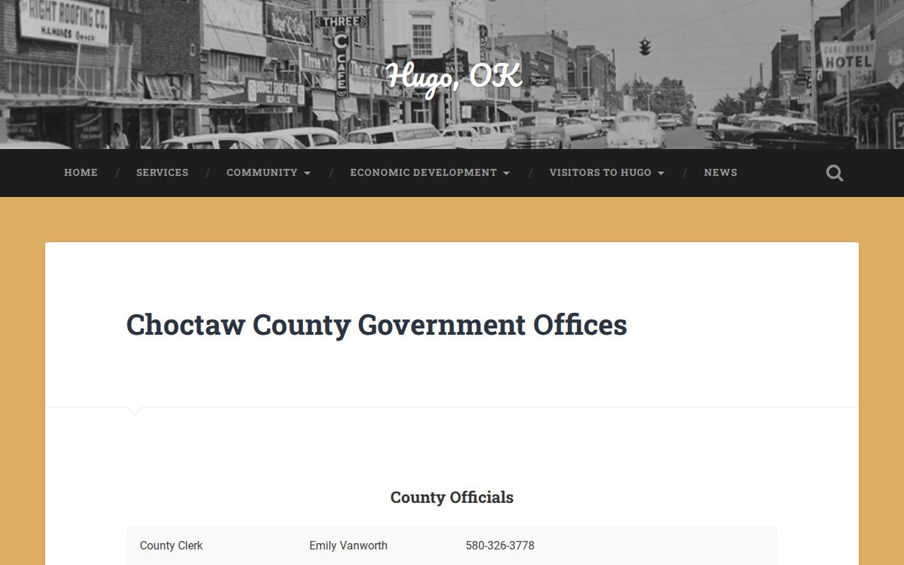 Choctaw County court contacts for a Hugo Police release record