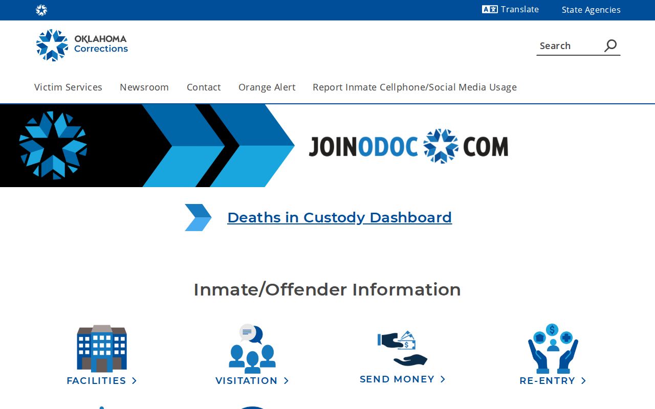 Oklahoma Department of Corrections statewide release records landing page